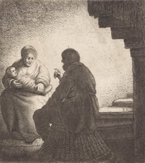 Family sitting at a spiral staircase, Jan Gillisz. van Vliet, 1634 - 1635