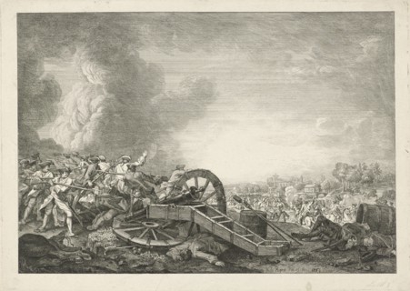 Landscape with a battle, Hyacinth de La Pegna, 1751