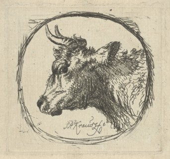 Cow's head in profile to the left, Simon Andreas Krausz, 1770 - 1825