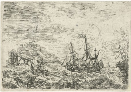 Ships on a stormy sea, Bonaventura Peeters (I), 1624 - 1652