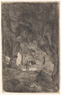 Interior of a cave, print maker: Bartholomeus Breenbergh, 1639 - 1640