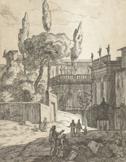 Italianate landscape with antique buildings and figures, Jan Frans van Bloemen, 1689 - 1749