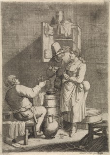 Farmer Couple and a man with a glass, print maker: Justus van den Nijpoort, Franz Prechler, 1635 -