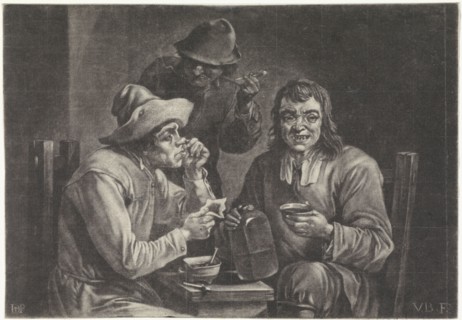 Drinking and smoking men, Jan van der Bruggen, 1659-1740