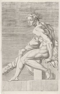 Figure from the Sistine Chapel, Rome Italy, print maker: Dirck Volckertsz Coornhert attributed to,