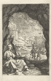 Queen hidden in a cave, Willem Basse, Jacob Lescailje, 1648
