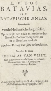 Title page for: L.V. Bos, Batavias or Batavian Aeneas, Amsterdam, 1648, Jacob Lescailje, 1648