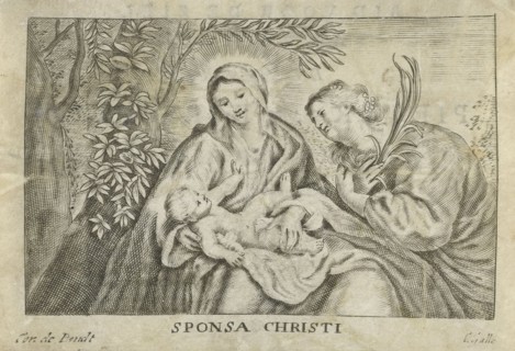 Mary with Child and martyr, Cornelis Galle II, Cornelis Galle III, Cornelis de Bout, 1638-1678
