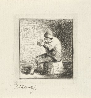 Smoking farmer, Simon Andreas Krausz, 1770 - 1825