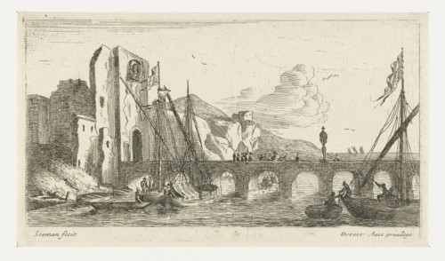 Bridge in ruins, Anonymous, Pierre Drevet, 1650 - 1738