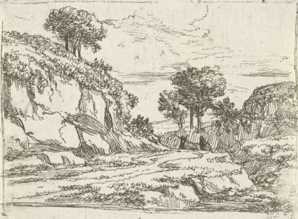 Rocky Landscape with donkey herder, Jan van Ossenbeeck, 1647 - 1674