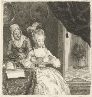 Young woman reading a letter, Louis Bernard Coclers, 1780