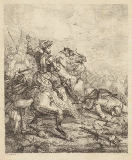 Henry II, Holy Roman Emperor on horseback in battle, Theodoor Schaepkens, 1835
