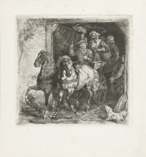 Wagon with farmers, Reinier Craeyvanger, 1834