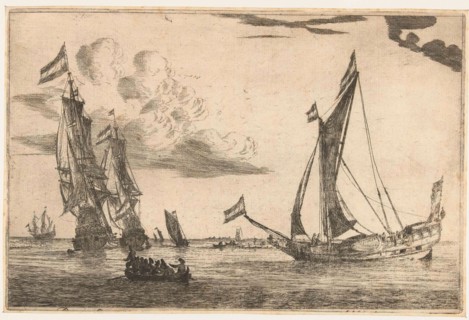 Two warships and a yacht, Reinier Nooms, 1650 - 1664, print maker