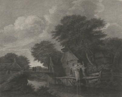 Village with wooden houses by a river, Lambertus Antonius Claessens, c. 1792 - 1834