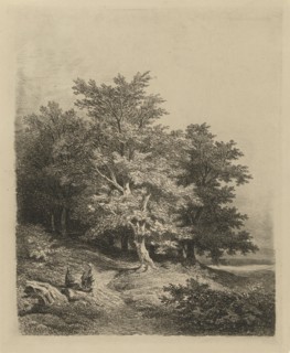 Figures at a forest edge, Remigius Adrianus Haanen, in or before 1850