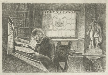 Portrait of Frederick Verachter at his desk in the archive, Philippus Jacobus van Bree, c. 1833 -