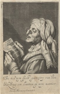 Old woman sings, Cornelis van Dalen (I), Gerard van Honthorst, I. Houwens, 1612 - 1715