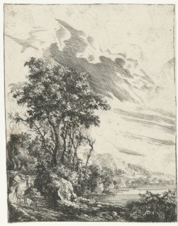 A river landscape with a man and a goat, Gilles Neyts, 1643 - 1681