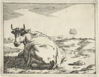 Lying cow, Marcus de Bye, Paulus Potter, 1657 - c. 1677
