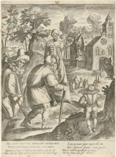 Ninth life phase of ninety years of man's life, Nicolaes de Bruyn, 1598 - 1602