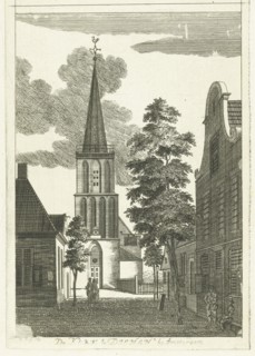 Village scene with church in Diemen, Hendrik Berg, 1769