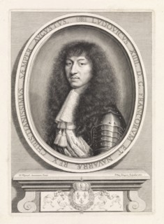Portrait of Louis XIV, king of France, with lace collar with two brushes, Pieter van Schuppen,