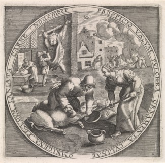 November: slaughter time, Anonymous, Crispijn van de Passe (I), Maerten de Vos, 1574 - 1687
