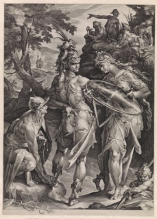 Minerva and Mercury arm Perseus, Jan Harmensz. Muller, Bartholomeus Spranger, 1604