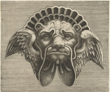 Mask with wings instead of ears and a headdress in the shape of a shell, Frans Huys, Cornelis