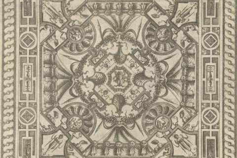 Ceiling with a Medusa head in the middle, Pieter van der Heyden, Jacob Floris, Hieronymus Cock,