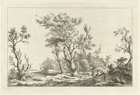 Travelers in a landscape, print maker: Carel Lodewijk Hansen, c. 1780 - 1840