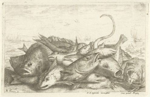 Fishes and a Crab, Albert Flamen, Jacques Lagniet, Lodewijk XIV (koning van Frankrijk), 1648 - 1670