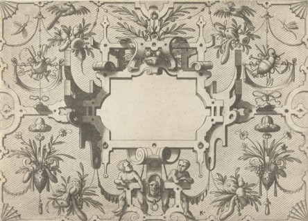 Cartouche surrounded by grotesques, Johannes or Lucas van Doetechum, Hans Vredeman de Vries,