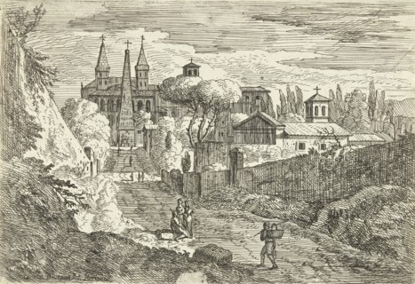 Italianate landscape with travelers on city walls, Jan Frans van Bloemen, 1689 - 1749