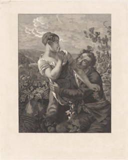 Courting couple in a vineyard, Anonymous, Peter Paul Joseph NoÃ«l, 1817 - 1867