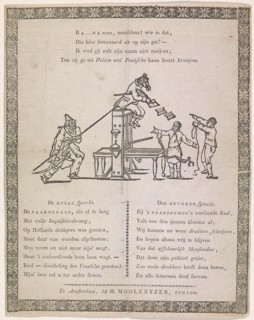 Cartoon of Van Ray, superintendent of the bookstore during the French administration in 1813,