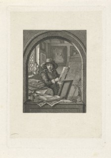 Painter in his studio, print maker: Elisabeth Barbara Schmetterling, 1814 - 1882