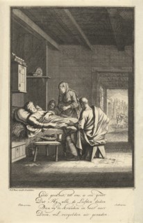 Caring for the sick, Jan Luyken, Gerrit de Broen (Sr.), in or after 1695 - c. 1740