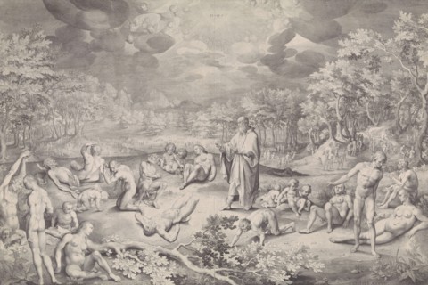 Vision of Ezekiel across the valley of bones, Nicolaes de Bruyn, 1606