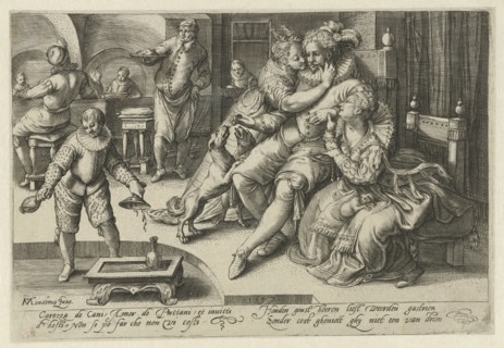 Rich man with two whores, Anonymous, 1597