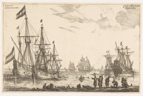 Four sailing behind a breakwater, Reinier Nooms, 1650 - before 1705