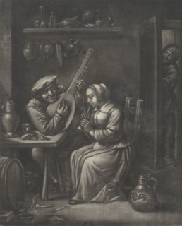 Couple making music, Jan van Somer, 1655 - 1700