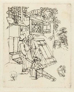 Farmer and his wife with child for a house, Marie Lambertine Coclers, 1776 - 1815