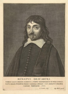 Portrait of René Descartes, Cornelis van Dalen (I), Hugo Allard, 1650 - 1665
