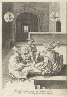 Joseph interprets dreams in prison, Robert de Baudous, Lucas van Leyden, 1591 - 1659