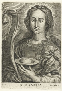 Saint Agatha with cut breast, Schelte Adamsz. Bolswert, Peter Paul Rubens, Cornelis Galle (II),