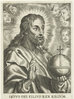 Christ as Salvator Mundi with cherubs, print maker: Schelte Adamsz. Bolswert, Peter Paul Rubens,