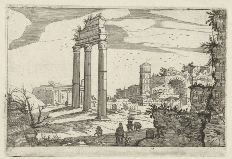 Temple of Castor and Pollux and the Basilica of Constantine, Willem van Nieulandt (II), Anonymous,